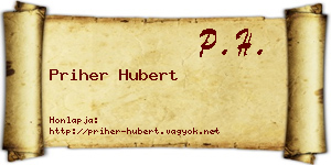 Priher Hubert névjegykártya